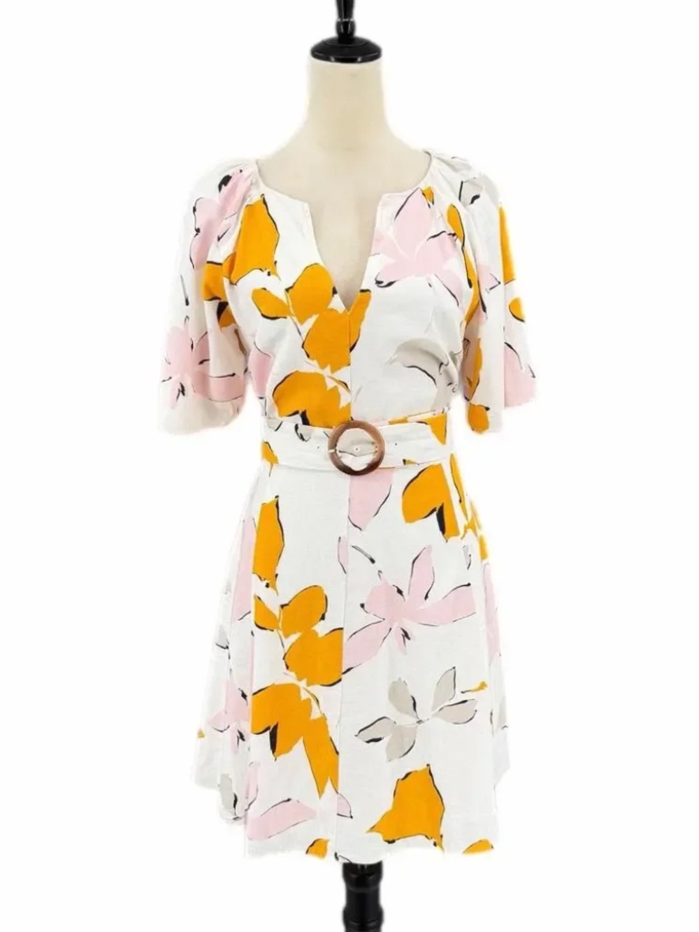 LOFT Floral Belted Mini Dress